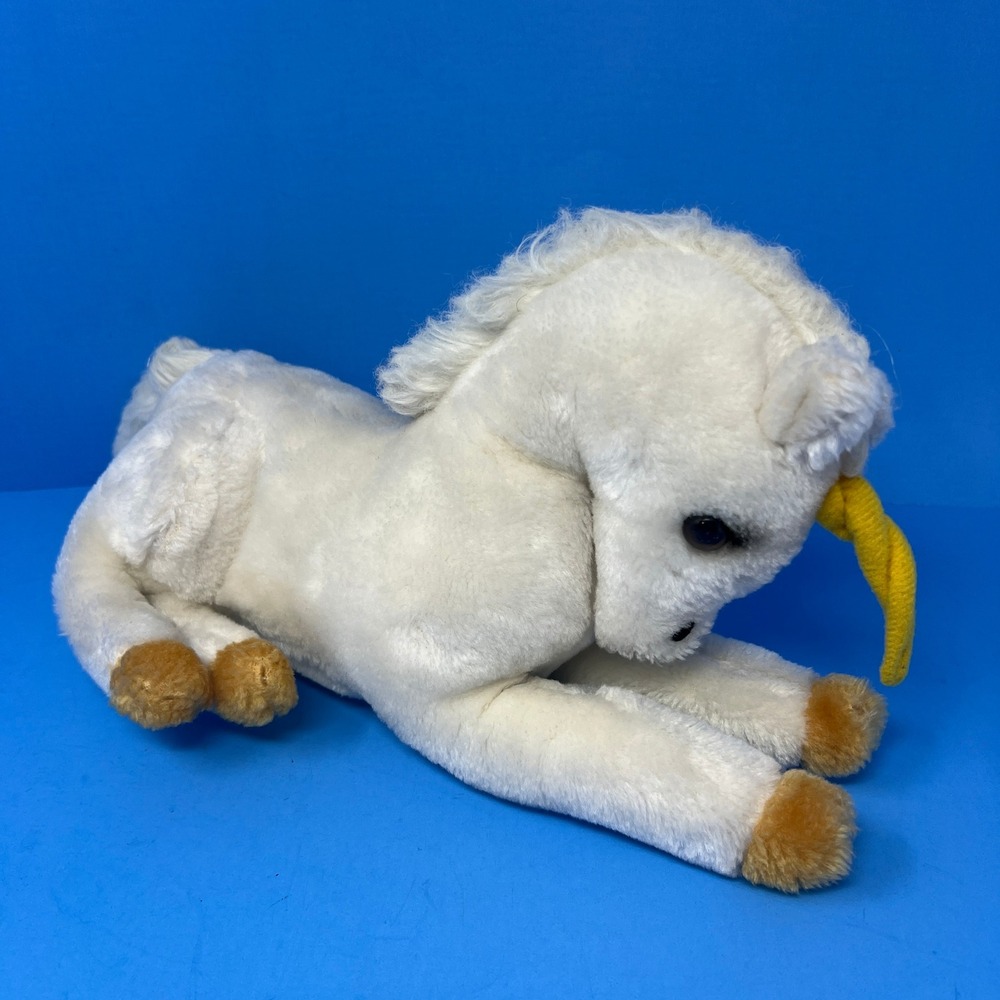 Vintage Dakin White Unicorn Plush Whimsical Fantacy Stuffed Animal Baby Soft Toy